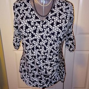 Style & Co Blk/White Gorgeous Blouse XL NWOT